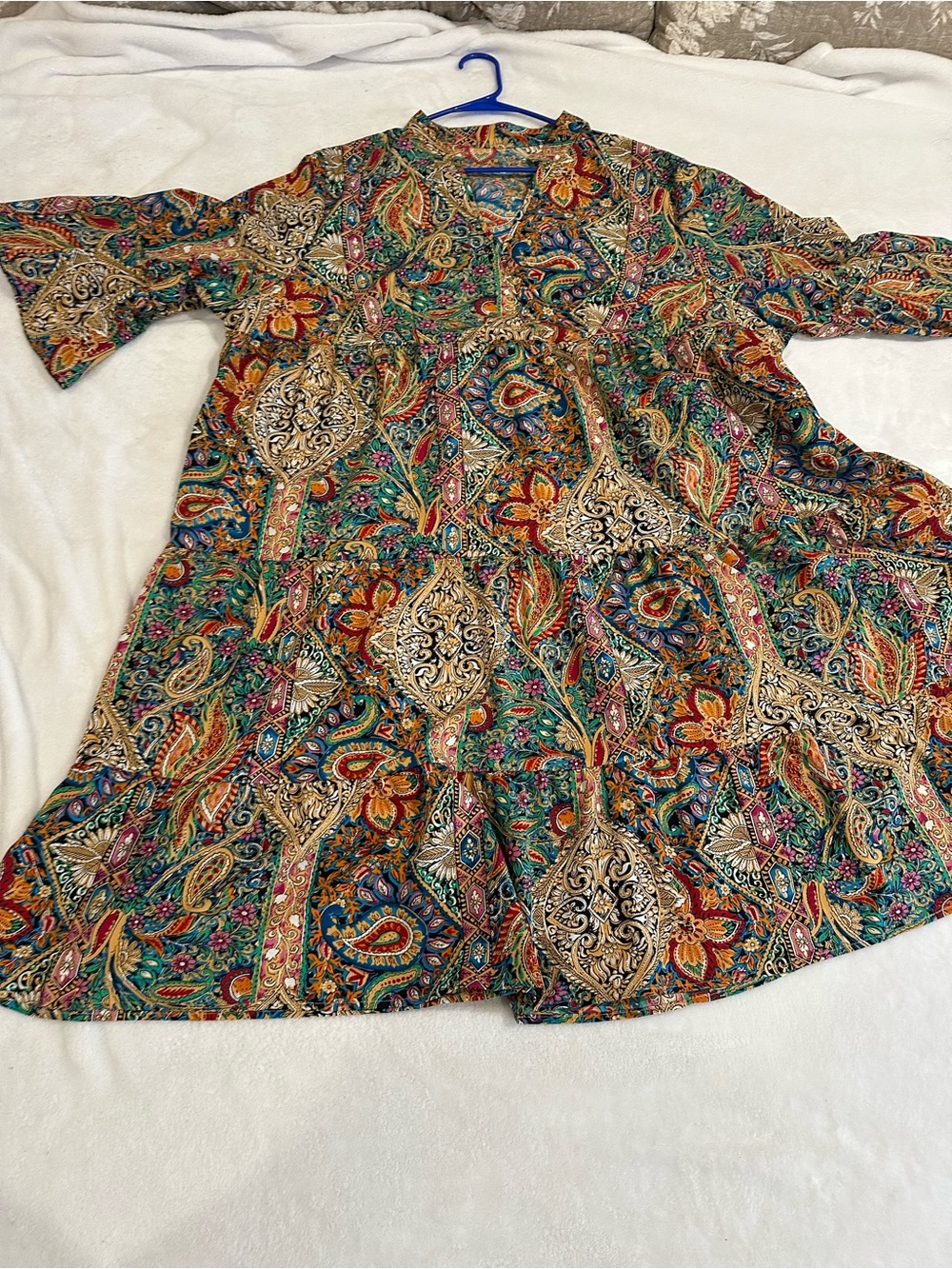 SHEIN Teal Multicolor Paisley Midi Dress